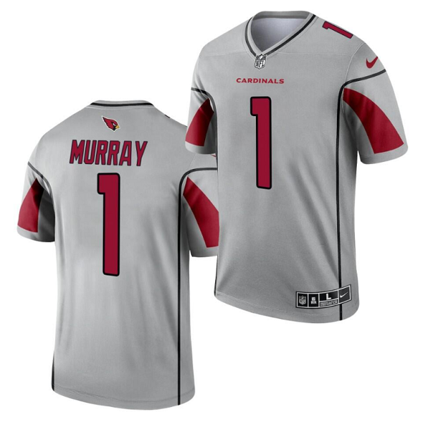 Men's Arizona Cardinals #1 Kyler Murray 2021 Silver Inverted Legend Stitched Jersey